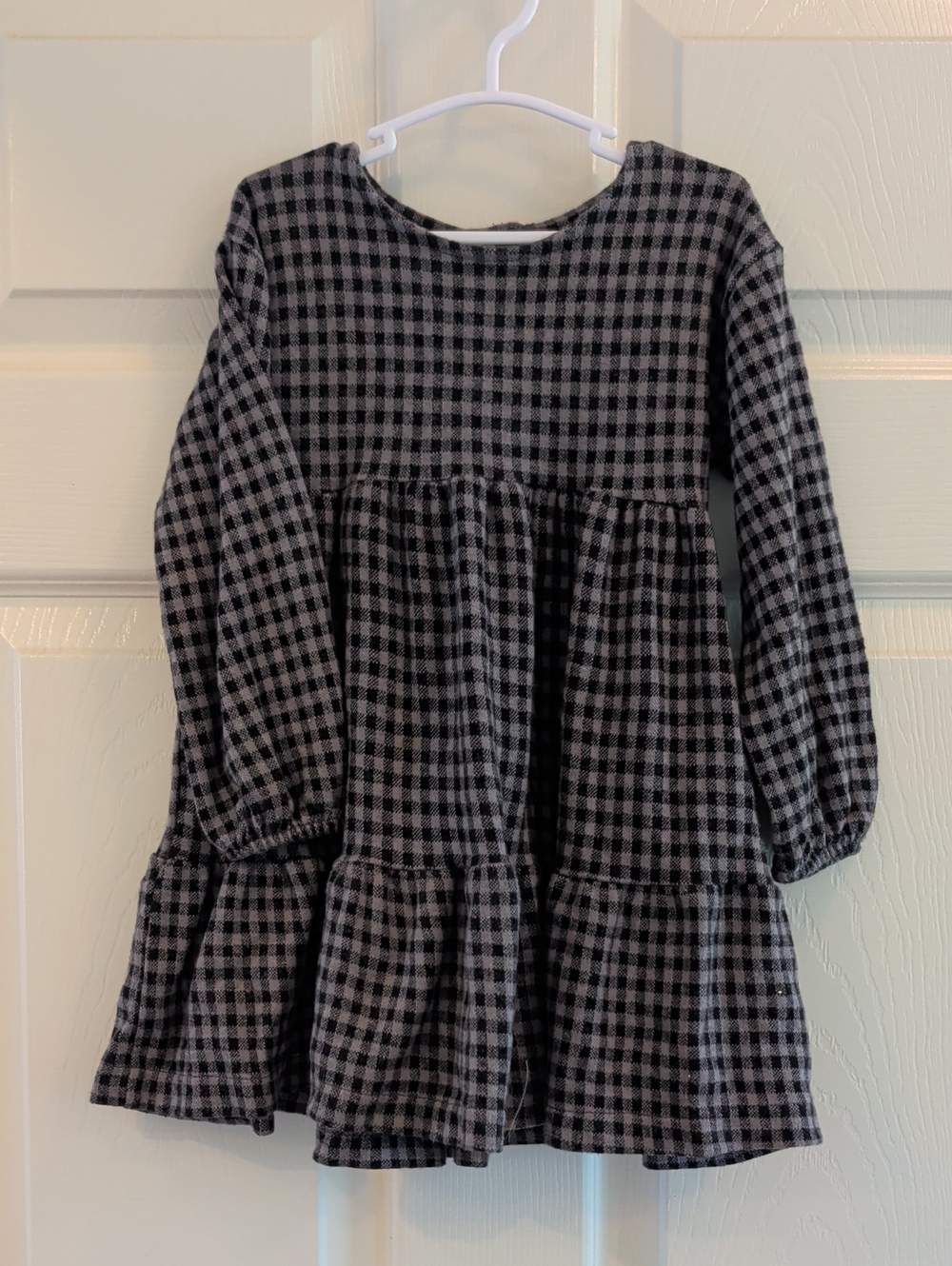 Zara Black and Gray Plaid Long-Sleeve Tiered Dress 3T 4T Toddler Girls